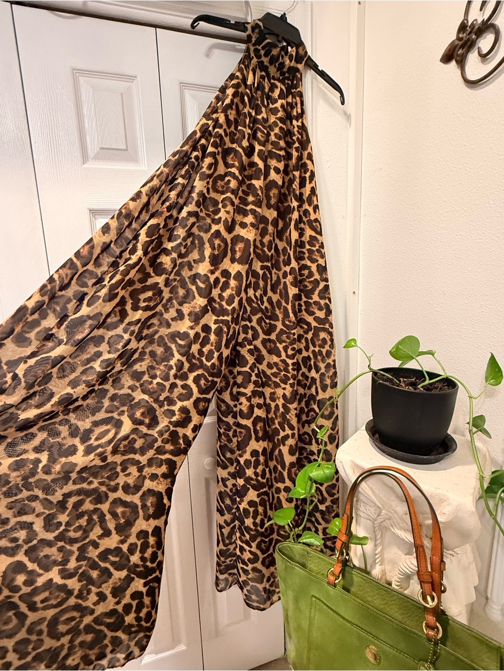 Leopard Print Maxi Jumpsuit Brown Black Animal Print